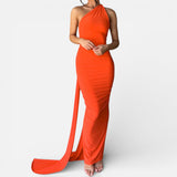 Auremae | Robe Maxi Asymétrique Drapée Femme