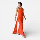 Auremae | Robe Maxi Asymétrique Drapée Femme